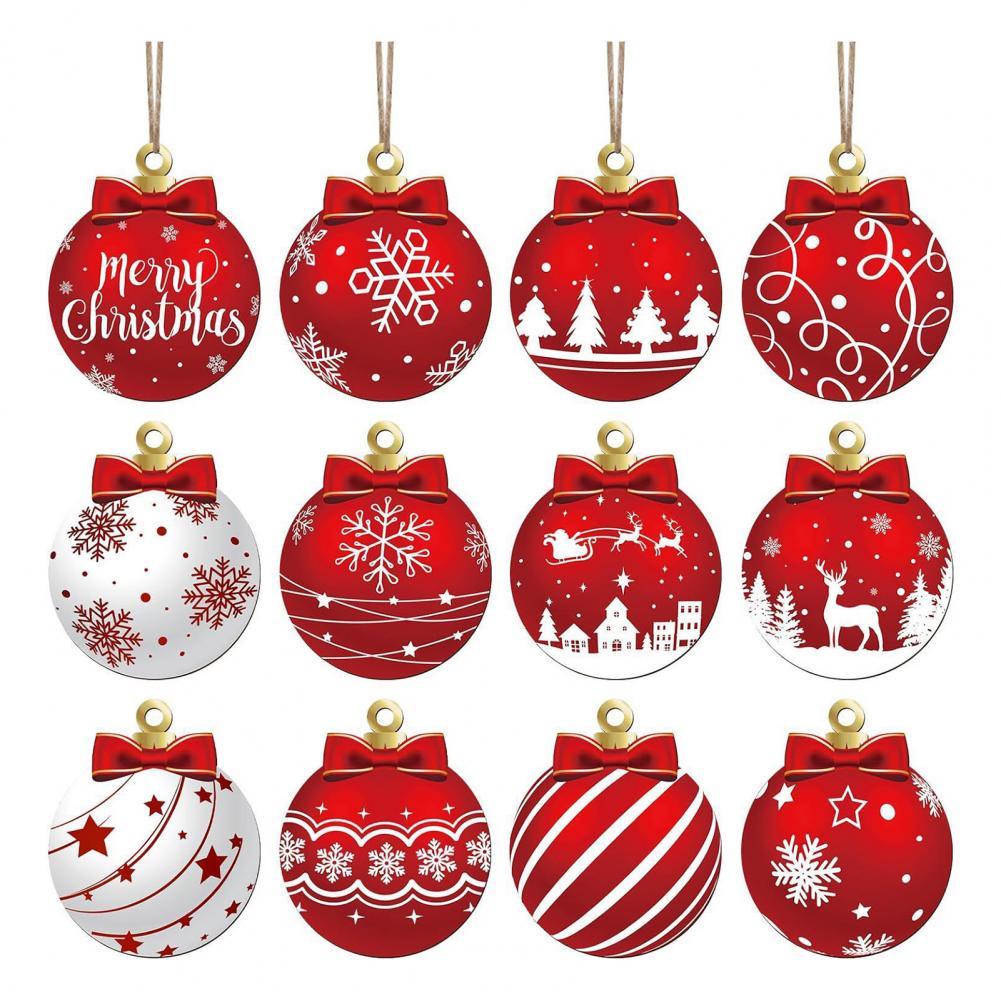 

Christmas Ball Decorations Christmas Party Embellishments Wooden Christmas Ball Ornaments Set for Holiday Decor 12pcs Xmas Tree