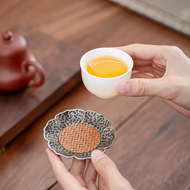 Chinese Style Hammered Alloy Rattan Coasters
