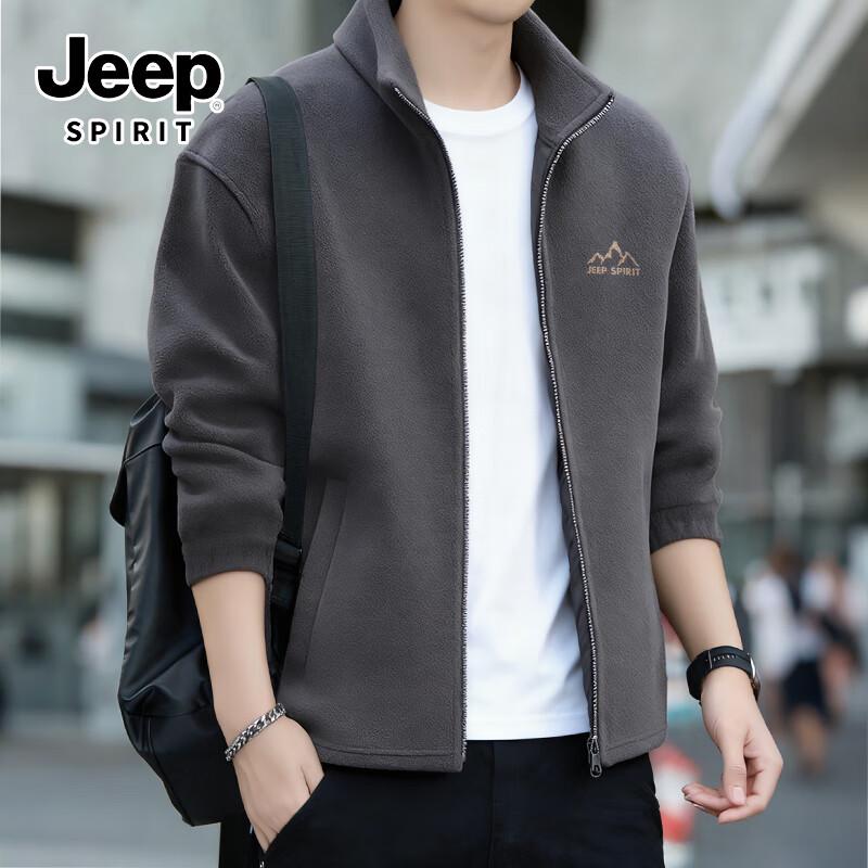 JEEP SPIRIT Men's Winter Thickened Stand-up Collar Fleece Jacket