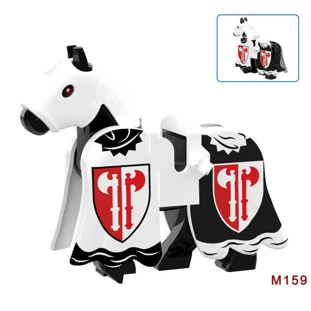 Militära Medeltida Byggklossar Soldatfigurer Riddare Utrustning Djurtillbehör Fäste Rüstning Krigshäst Miniklossar MOC