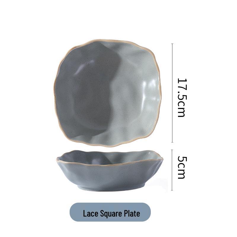 Japanese Irregular Square Glazed Ceramic Snack & Appetizer Plate, Tableware for Japanese Cuisine.