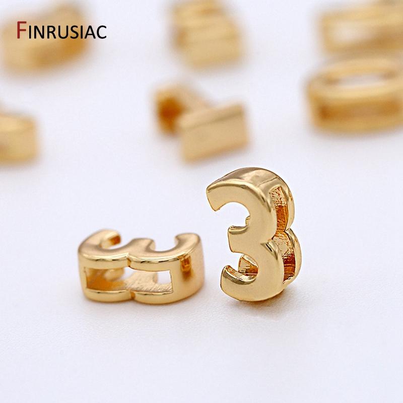 Simple Number 0-9 Number Beads Pendant For Beaded Bracelet Jewelry Making, Gold Plated Handmade DIY Beads Jewelry Accessories