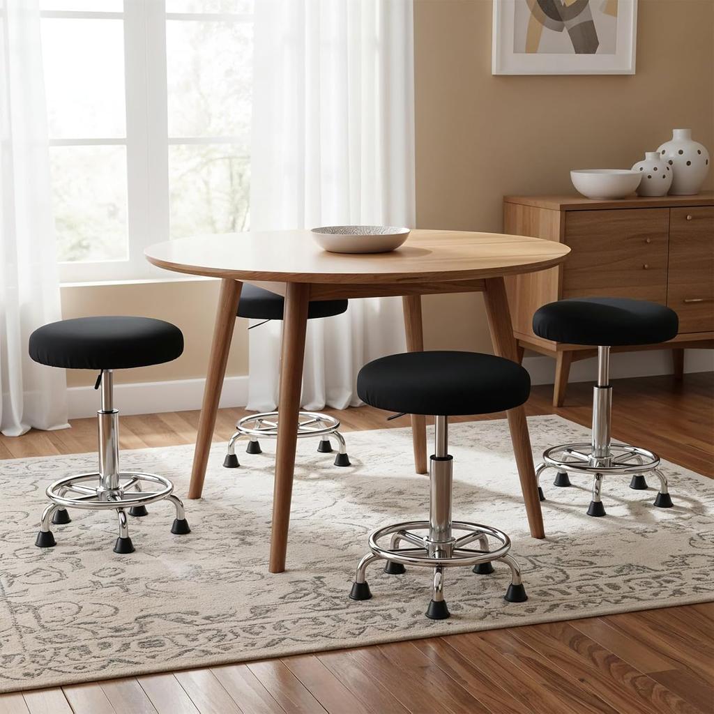 2Pcs Black Dustproof Bar Stool Seat Covers, Stretch Round Bar Cushion Washable Crease-Resistant Slipcovers Fit for Dia 11-17in Chair for Home Bar
