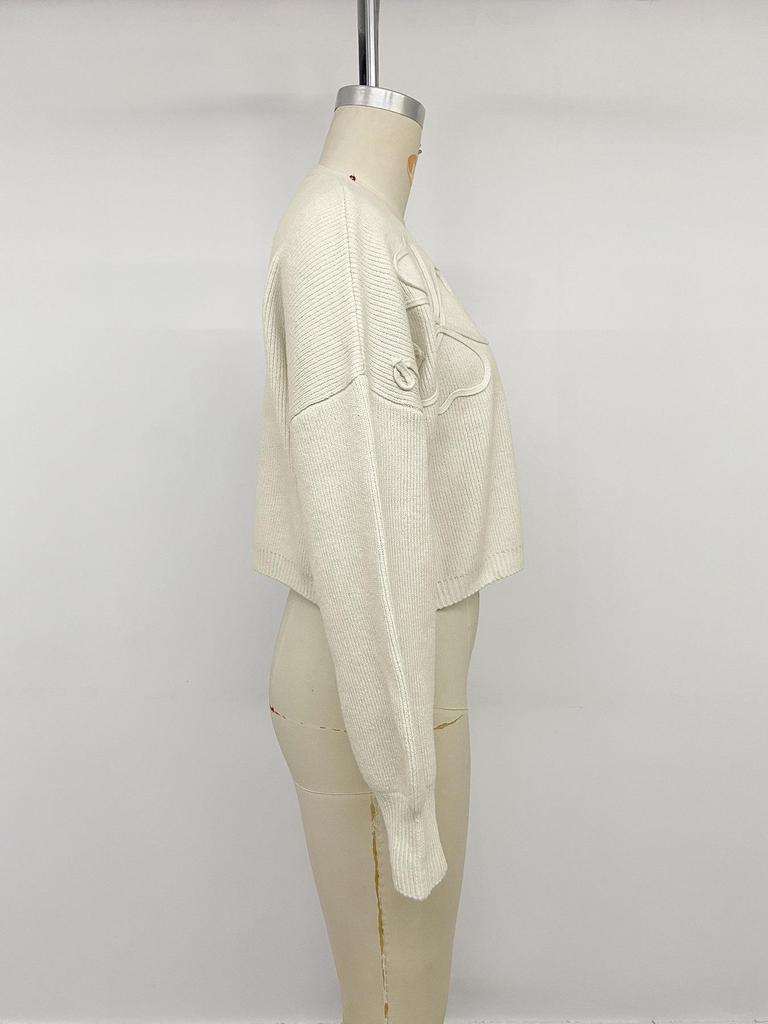 Cardigan de Malha Bordado Cor Sólida Minimalista TikTok Europa Outono/Inverno 2026