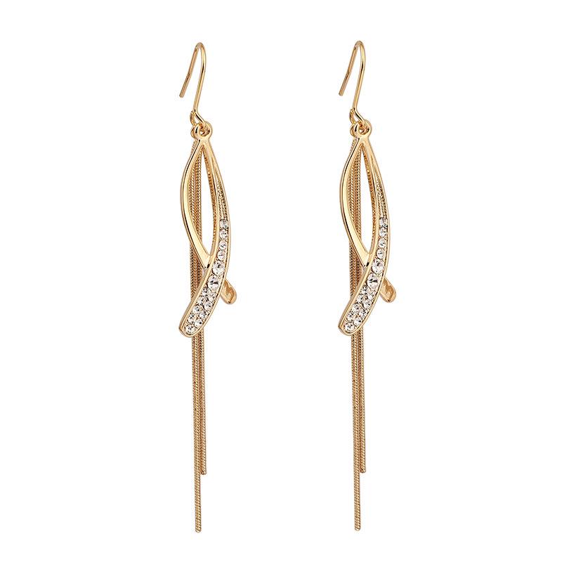 Zircon Cross Tassel Long Earrings - Fashionable, Unique Ear Hooks