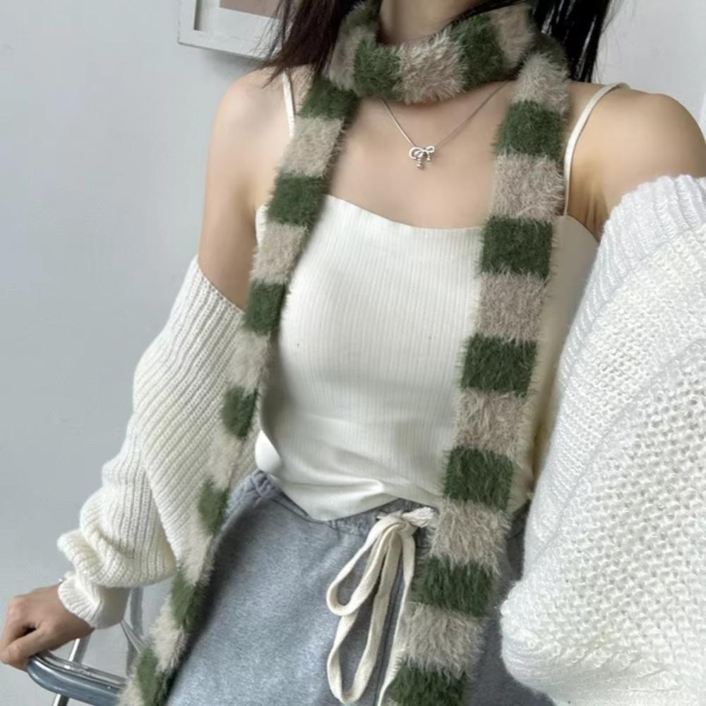 Knitted Wool Sausage Thin Scarf Y2 Neck Scarves Fashion Plush Long Narrow Scarves  Autumn Winter