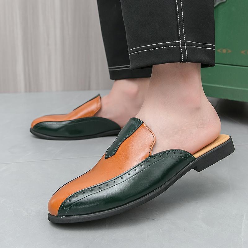 New Men's Mixed Color Half Slippers Shoes Summer Male Wedding Casual Mules Moccasins Breathable Loafers  Zapatos Hombre