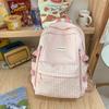 Niche Design Simple Backpack Female College Student Junior High School Girl Japanese Soft Girl Bubble Grid High Value Schoolbag