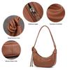 Design Sense Leather Moon Bag Casual Commuter Underarm Bag Large Capacity Soft Cowhide Croissant