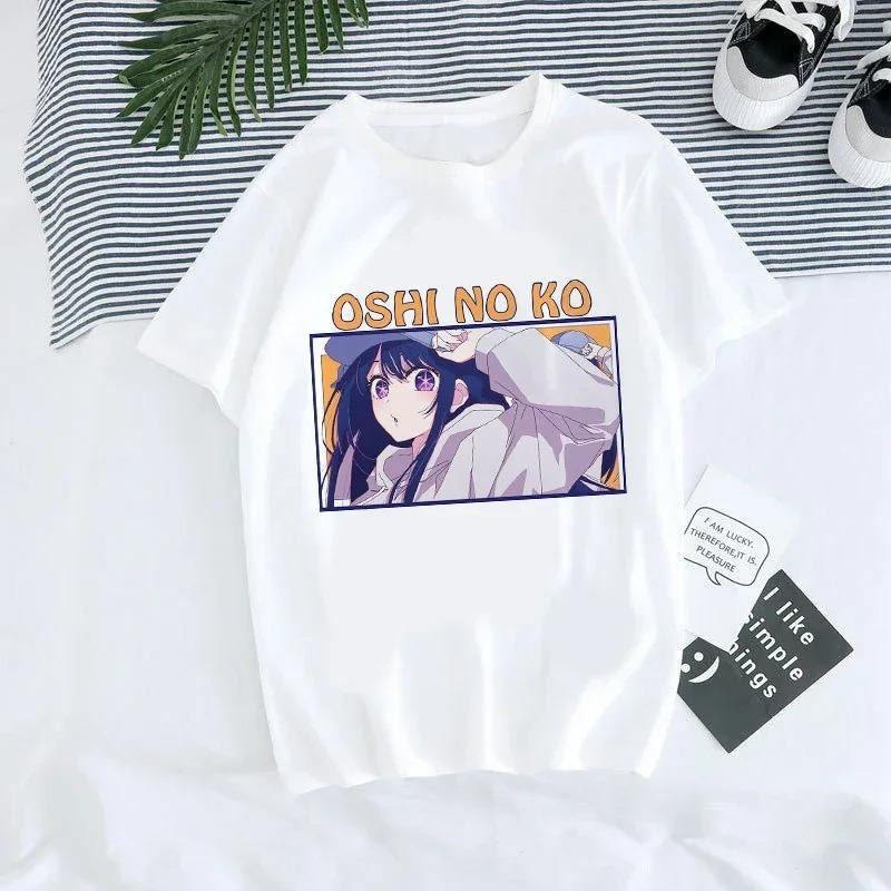 Women T-shirt Manga Anime Oshi No Ko Harajuku Ullzang T Shirt Summer Short Sleeves Casual and Fashionable Versatile