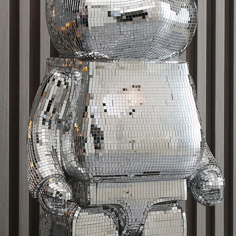 Figurină Urs Mare 50cm Rășină Oglindă Disco Urs Violent Sculptură Statuetă Delicată în Picioare Decor Cameră de Zi Cadou de Casă Nouă