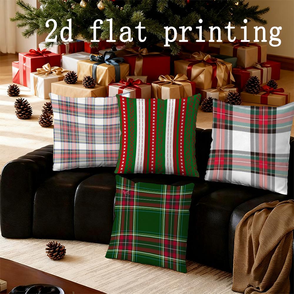 Weihnachts-Plaidmuster Dekorative Kissenbezüge Muster Kissenbezug Geeignet für Sofa Schlafzimmer Auto Kissenbezug