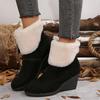 Women's Warm Plus Size 36-42 Wedge Ankle Boots Winter Faux Fur British Style Short Snow Boots Thick Sole Non-Slip Outdoor Shoes