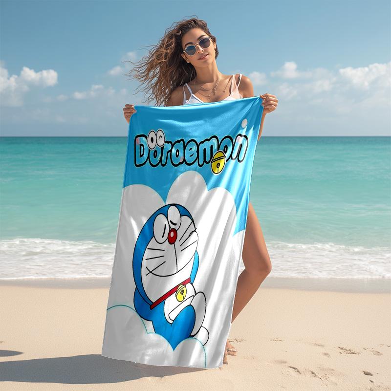 Proof Beach Towel with Doraemon Pattern - Soft,absorbent,quick-drying,machine Washable - Perfect for Swimming,camping,bathing
