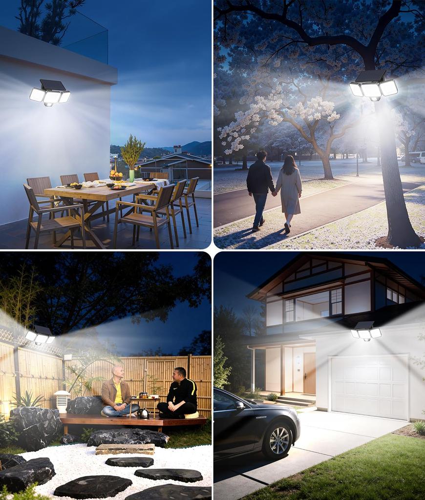 TuyLuxe Solar Outdoor Waterproof Sensor Light with Motion Sensor, 224 LEDs, 3000 Lumens, for PatioFront Door, 1 Pack