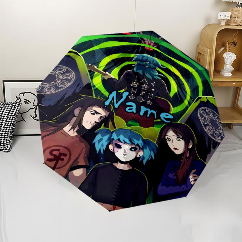 Custom Name Sally Face Theme Automatic Umbrella, Lightweight & Portable, 8 Rib, Perfect for Outdoor Travel, Birthdays, Christmas, Gifts.