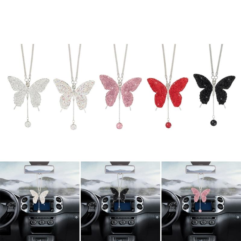 Bling Butterfly Diamond Car Accessories for Women Crystal Car Rear View Mirrors Charms Car Decoration ValentinesDay Gift