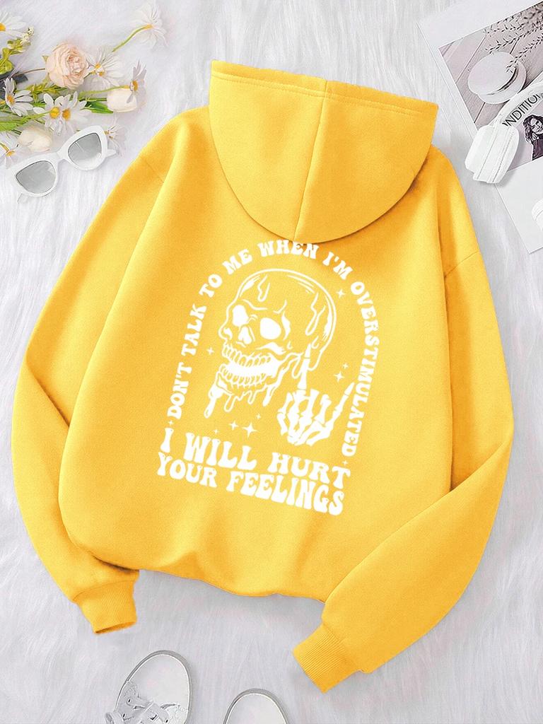 Ich werde deine Gefühle verletzen Lustiger Schriftzug Muster Hoodie Damen Lässiges Street Sweatshirt Hüftiger Hoodie Pullover Kleidung Grafik