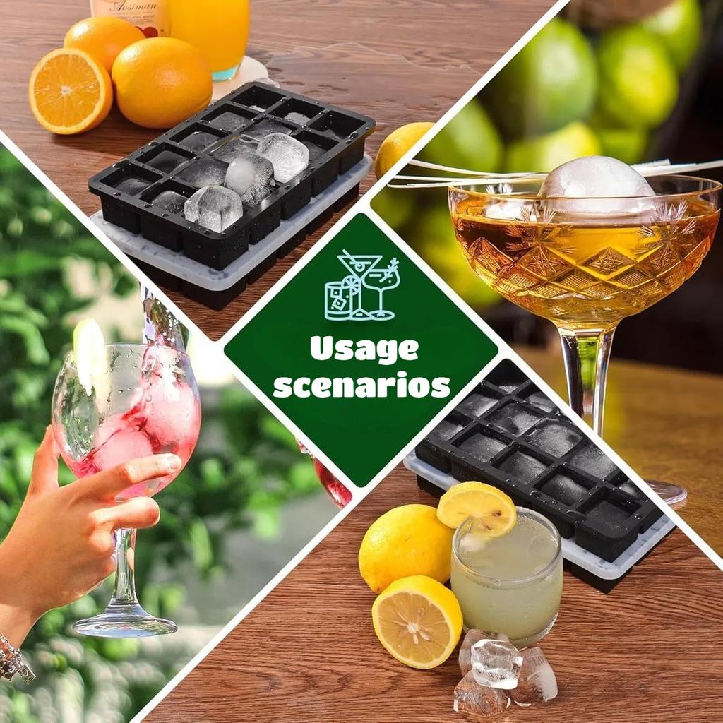 6/15Grids Ice Cube Mold  Diamond Rose Ice Cube Molds Silicone Ice Ball Square Maker DIY Freezer Cocktail Bar Making Drink Tools