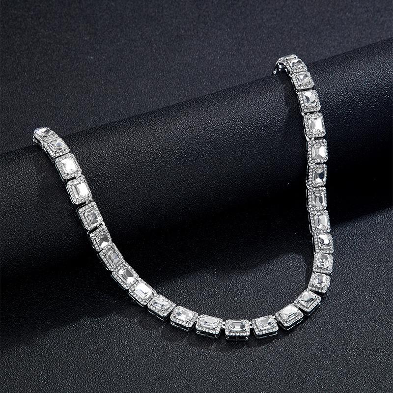 Luxury Hip Hop Square Zircon Cuban Chain Ice Candy Necklace for Men and Women