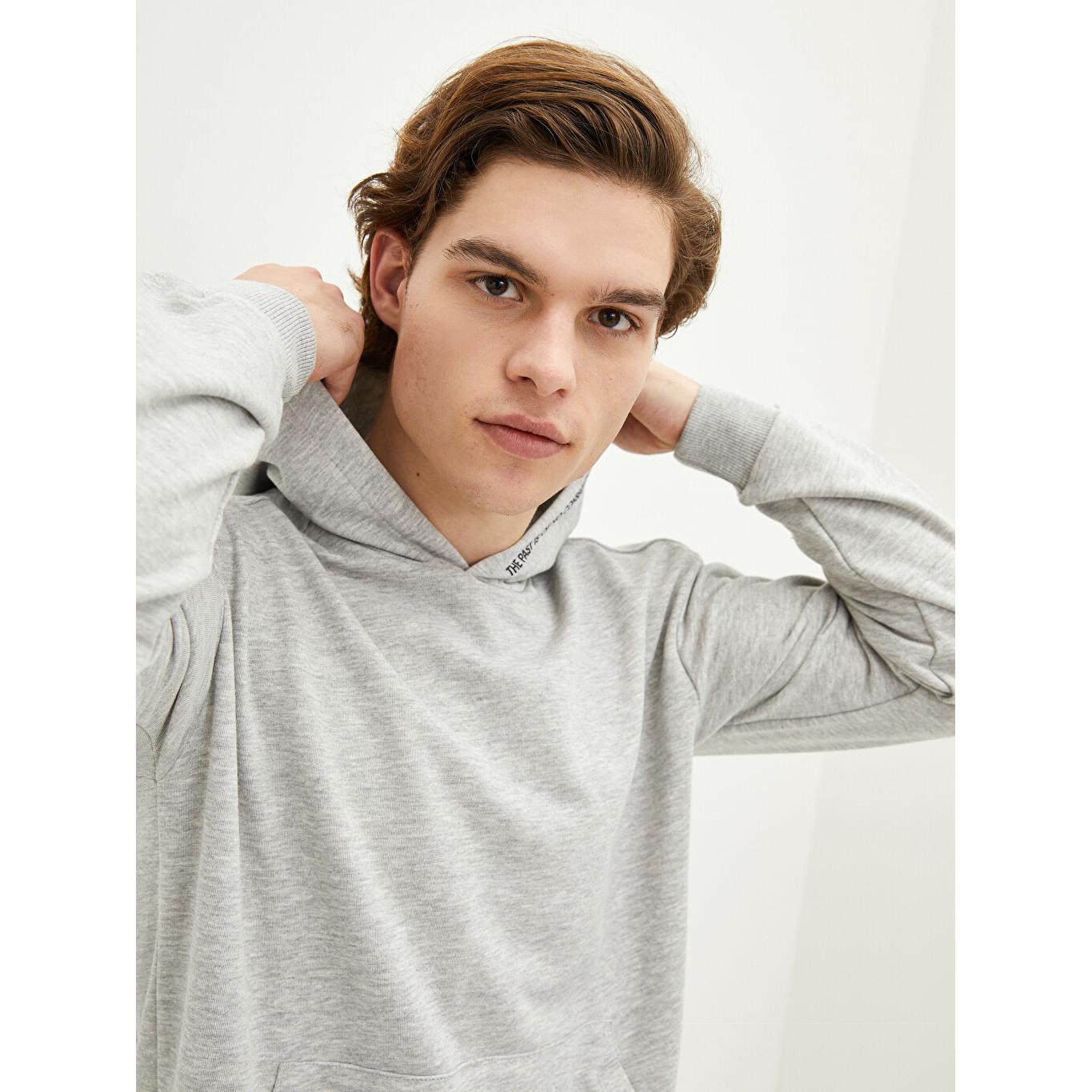 

LCW CASUAL Базовая мужская толстовка с капюшоном и длинными рукавами серая