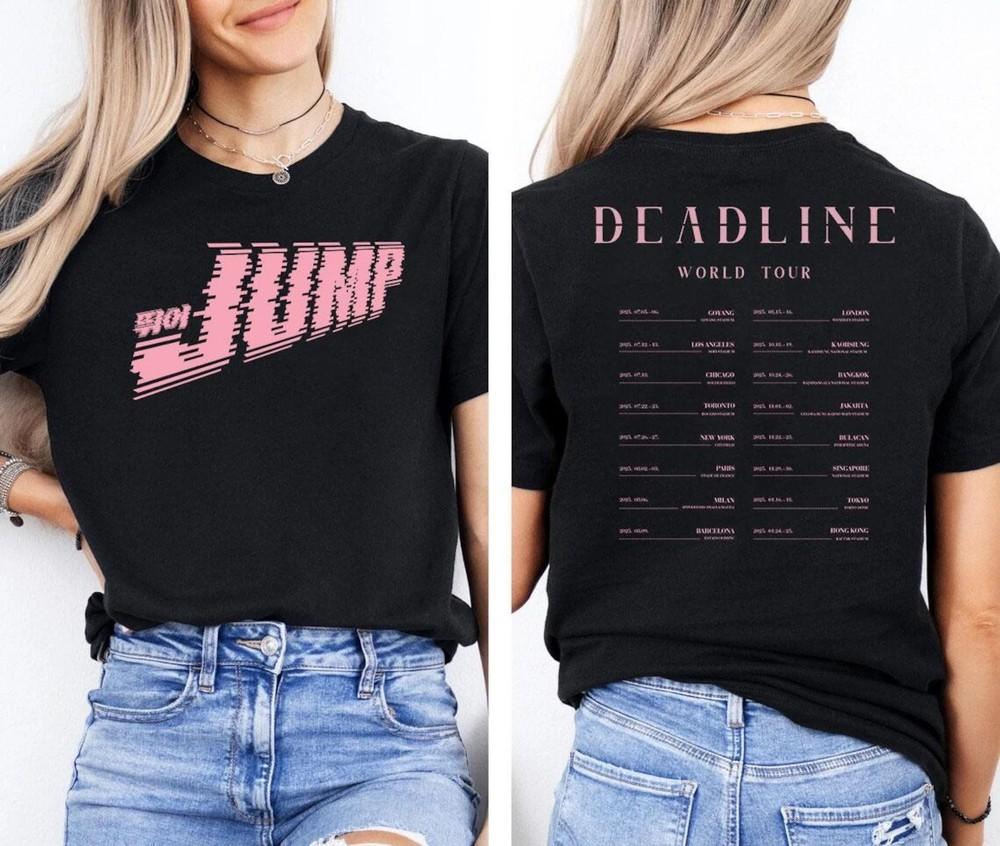 2025 Black Pink Světové turné Deadline Jump Kpop Fan Dárky Unisex Tričko