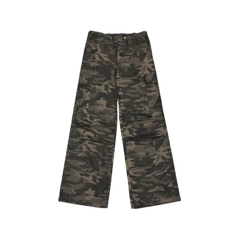 Women s High Waist Camouflage Denim Wide Leg Pants - Spring/Summer Retro Workwear Style Small