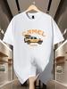2026 New Round Neck T Shirts Fashion Casual Loose Fit Tops With Vintage Retro Pattern Printed Breathable Daily Wear Basic