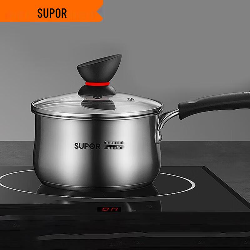 SUPOR 16cm Little Red Circle 304 Stainless Steel Milk Pot