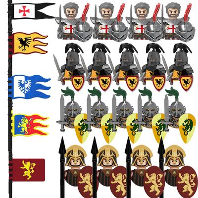 Barneleker Middelalder Gamle mini Militærflagg Militære Soliders Knight Legion Heavy Armored Spearman Byggeklosser Gutter Gaver
