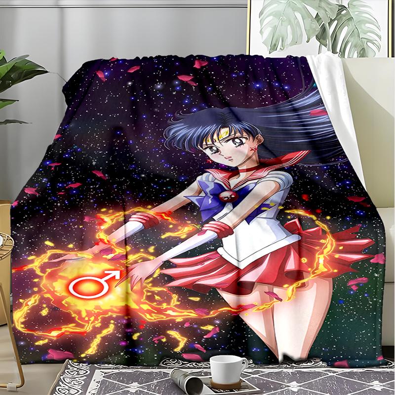 Sailor Moon Power Print Flannel Blanket, Soft Warm Lightweight Throw Blanket for living Room,Sofa Bed Camping office