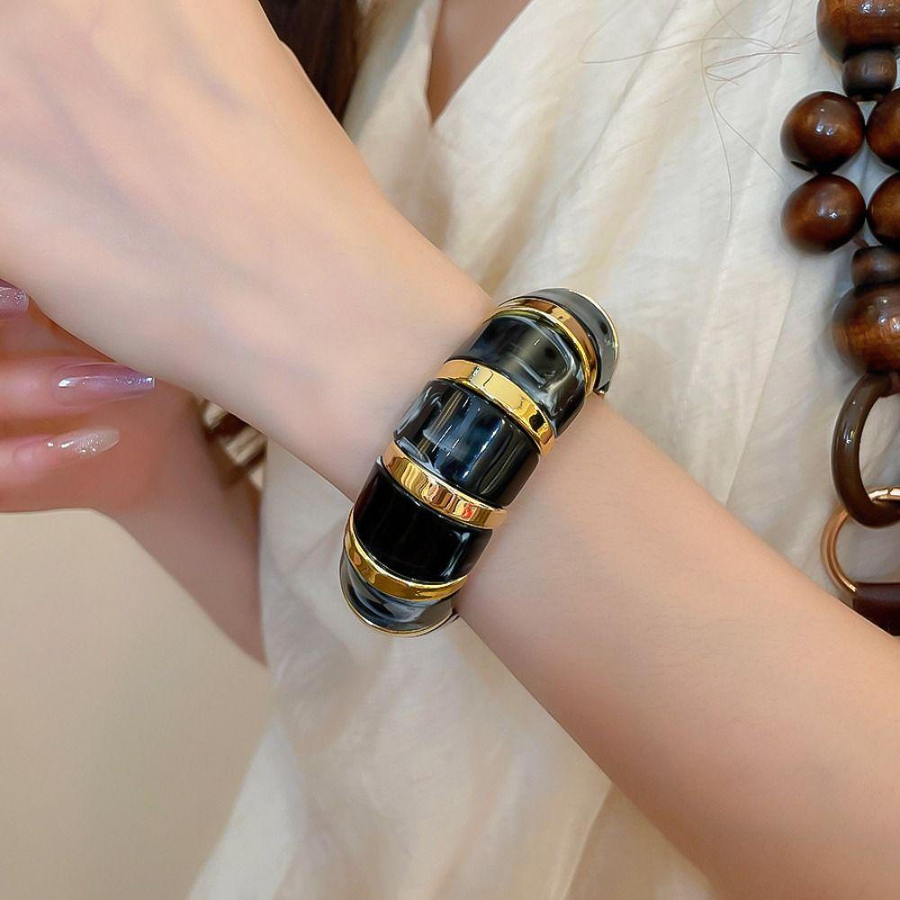 Europe American Style Acrylic Bangle Wide Exaggerated Bracelet Simple Elastic Bracelet Women