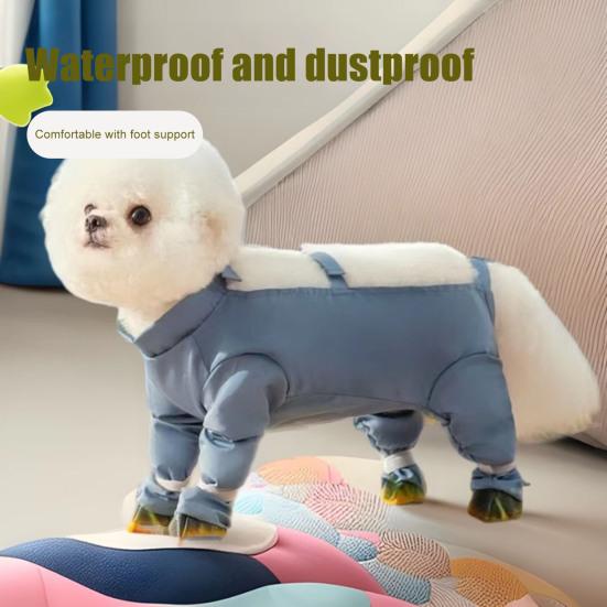 Dog Snowsuit with Attached Boots Non-Slip Puppies Suspender Booties Waterproof Dog Snow Suit