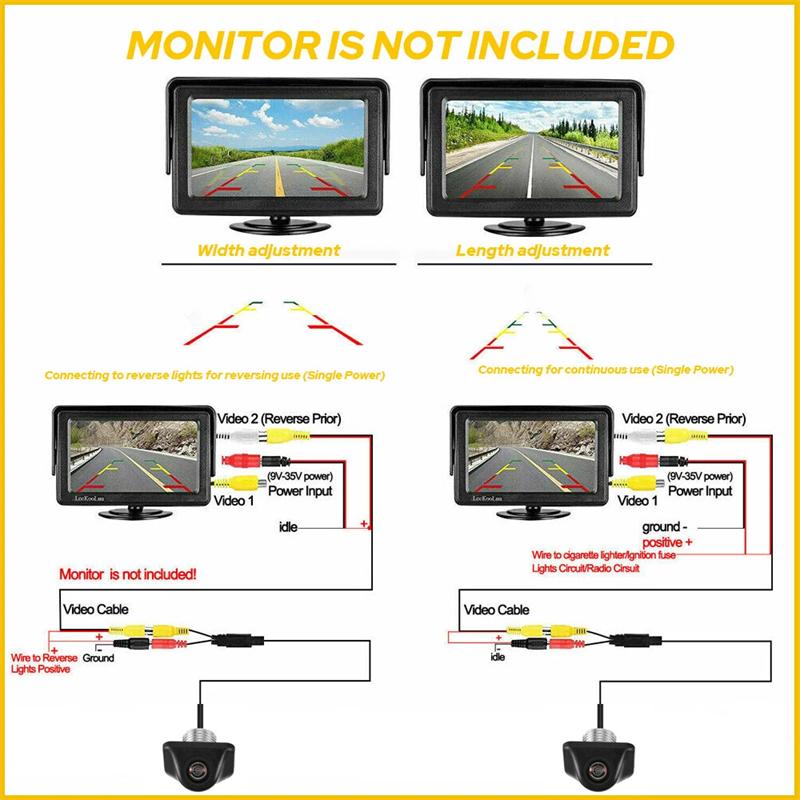 Car Rear View Camera HD 720P Full HD Reverse Image Camera 170° Wide Angle Night Vision IP67 Waterproof Car Reverse Camera