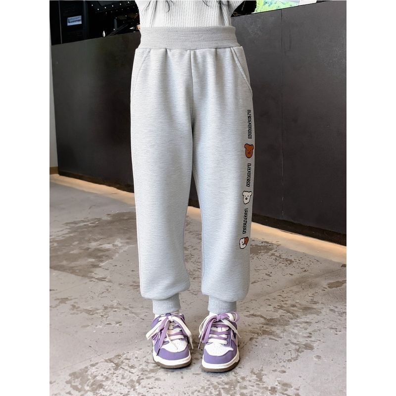 Brand Children's Clothing Export Original Children's Pants 2026 Autumn and Winter New Style Girls' Sports Pants Cartoon Fleece-Lined Long Pants