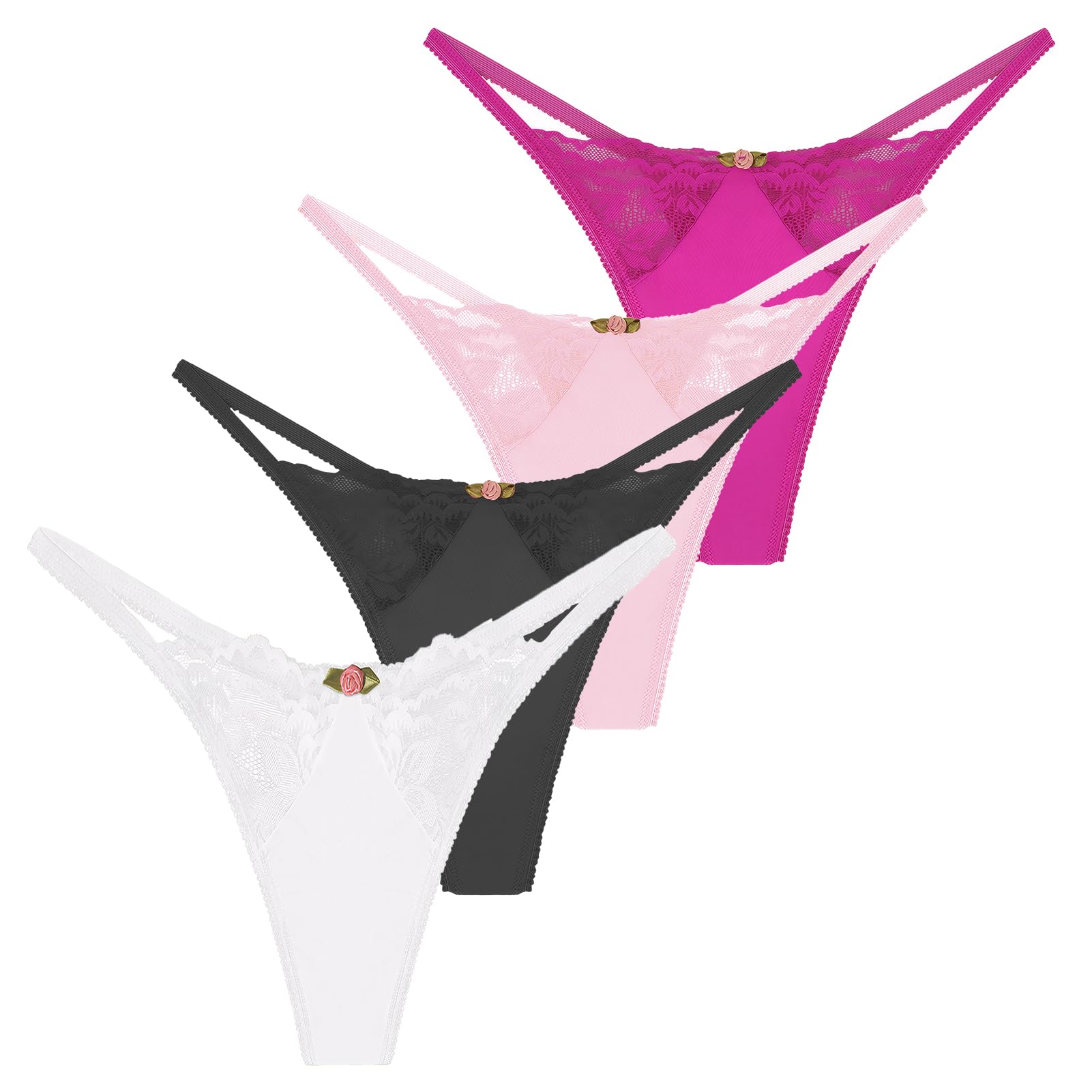 

Panegy Кружевные Бесшовные Сексуальные Размер M Женские Стринги T-Back, 4 штуки, Трусики, Стринги с низкой посадкой, Подтягивающие ягодицы, Удобные, Дышащие,