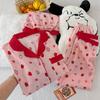 Cloud Cotton Pajamas Female Summer Sweet Fairy Wind Strawberry Loungewear Short-Sleeved Three-Piece Set