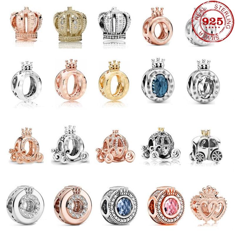 Rose Gold Crown Perlen Charm Bead Fit Original Mode Charms Silber 925 Armband Frauen Schmuck
