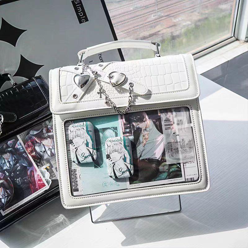 Women Gothic Backpack Kawaii Ita Bag Fashion Shoulder Bag Cute Girls Transparent Pocket Crossbody Bag New DIY Badge Knapsack