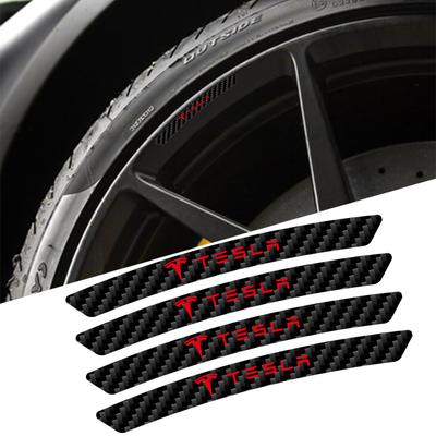 4pcs Car Badges Carbon Fiber Wheel Rims Stickers Auto Decoration For Model 3 Model S Model X Coil Mod WYE K80 Roadster