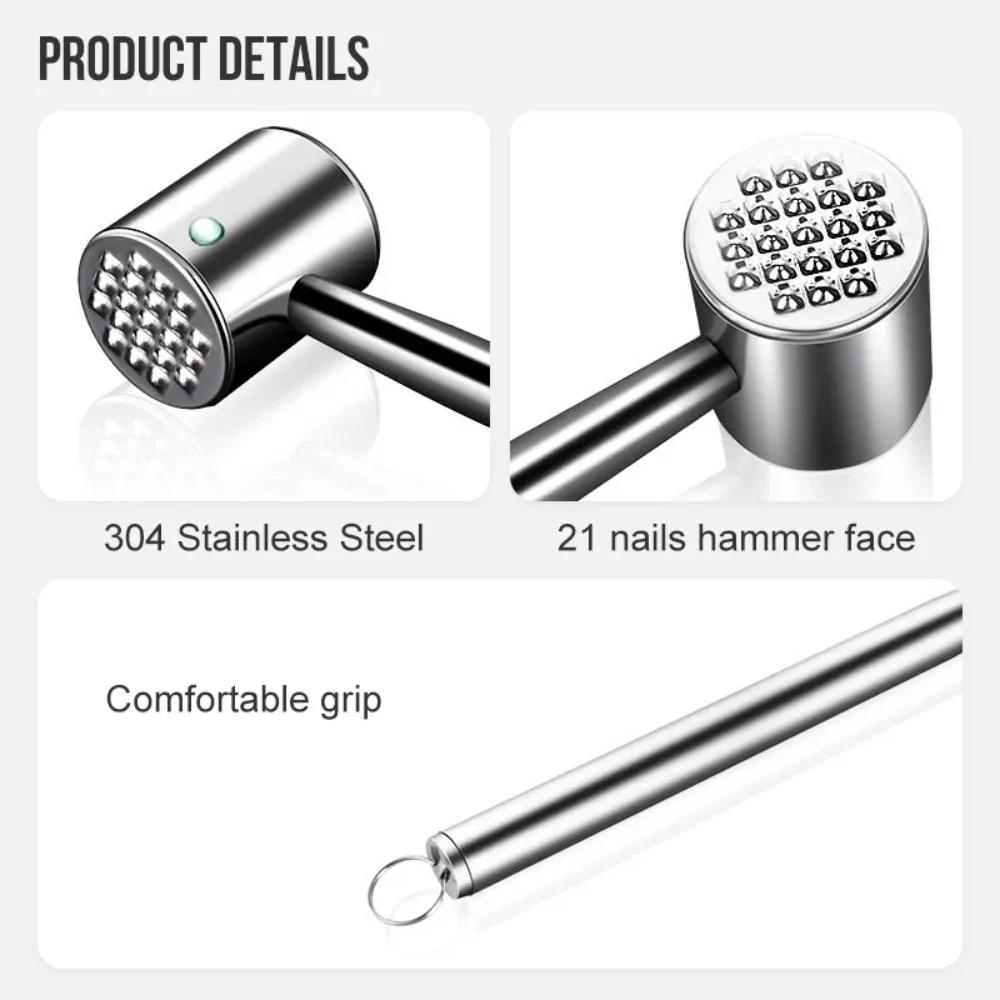 304 Stainless steel Knock Loose Beef Mace Steak Tender Meat Beat Hammer Kitchen Tenderizer Meat Hammer