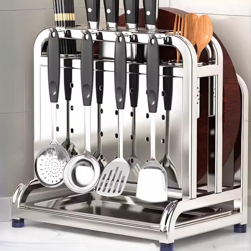 BieYing Stainless Steel Kitchen Knife & Utensil Storage Rack
