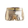 Sexy Men Boxers Shorts Low Waist Male Panties Legs Slit Underpants Imitation Leather Exotic Stage Show Night Club Gay Underwear