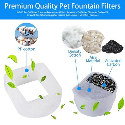 Ceramic Pet Fountain Filter Replacement Pet Water Fountain Replacement Filters Set for Ceramic Stainless Steel Fountains Carbon