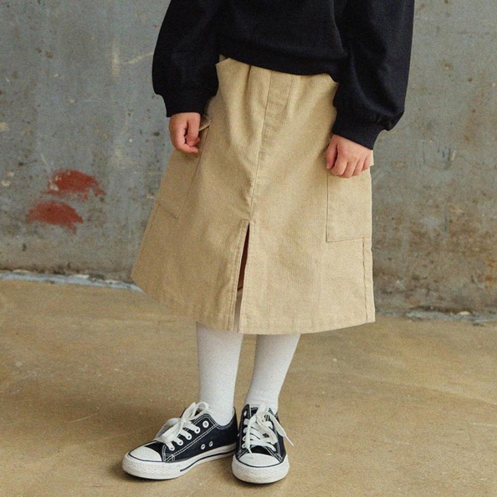  Olivan  Corduroy Logo Waffen Skirt  Beige 