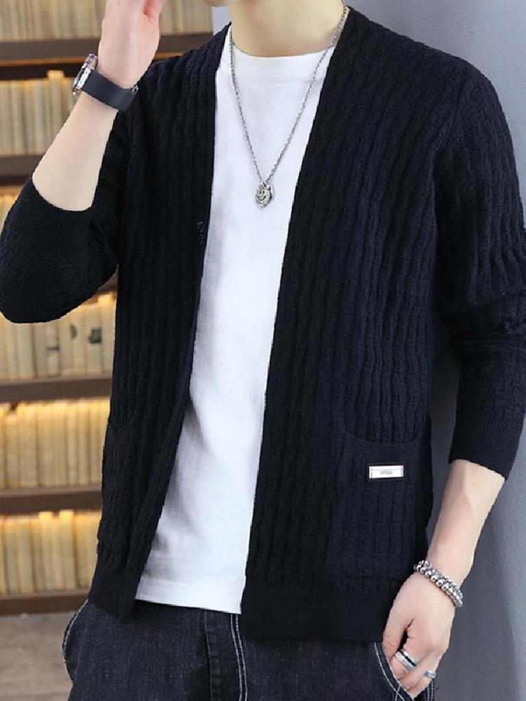 Herren 2025 Koreanischer Lässiger Strick-Cardigan-Jacke für Frühling/Herbst