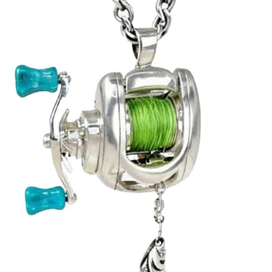 Colar Mini Molinete de Pesca 1/2 Peças Liga Leve Hipoalergênica Pingente de Molinete Giratório com Manivela Rotativa Presente para Amantes da Pesca