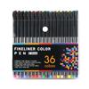 12, 24, 36 Color Watercolor Fineliner Drawing Pen Set with 0.4mm Needle Tip for Outlining