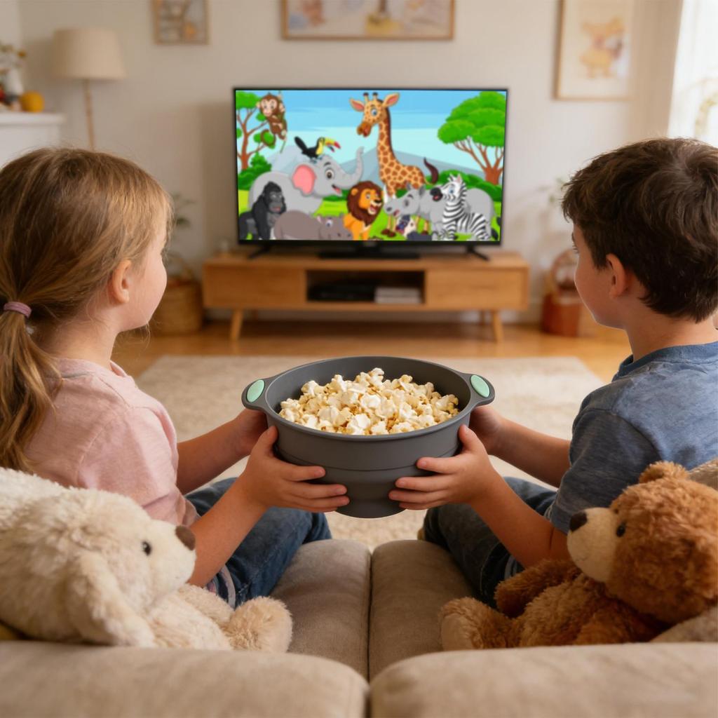 Popcorn Microwave Bowl Silicone Folding Kitchen Accessories Popcorn Cooker With Handle For Kids Teens Adults Movie Night Home