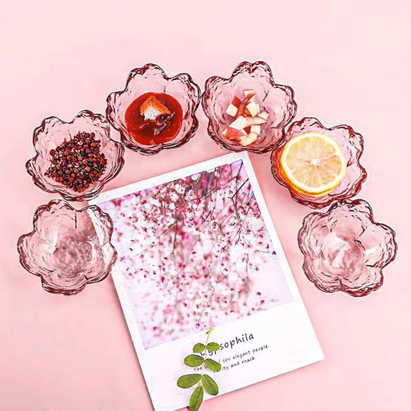 Japanese Hammered Glass Cherry Blossom Serving Plate Set